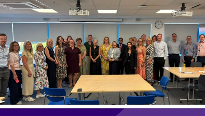 A group of shot of the people that were involved in the visit from Claire Fuller to Central East ICB