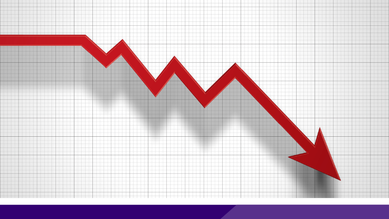 Illustrative graph showing a red arrow going down.
